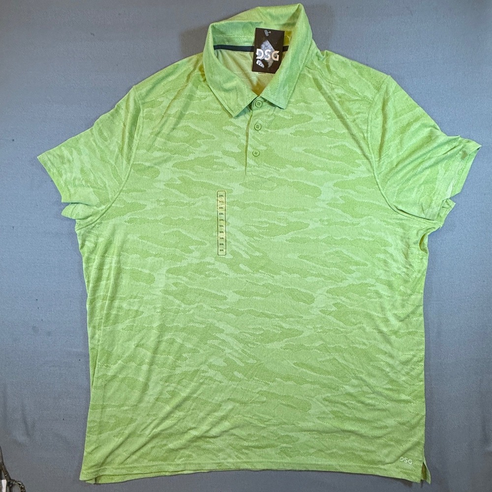 DSG Mens Movement Jacquard Polo Shirt Pale Neon Green Camo XXL DAM15122 NEW